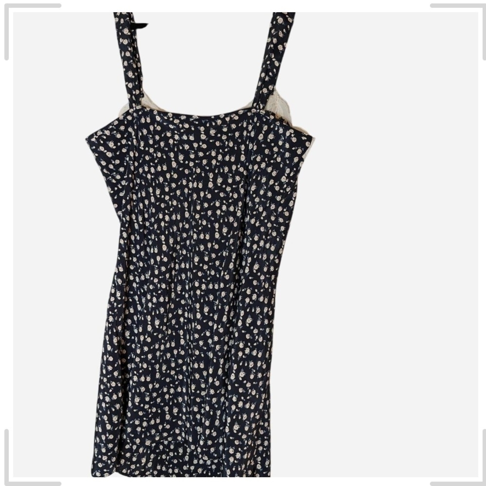 Pre-owned Vintage Navy Floral Lace Women's Chemise - Picture 2 of 6